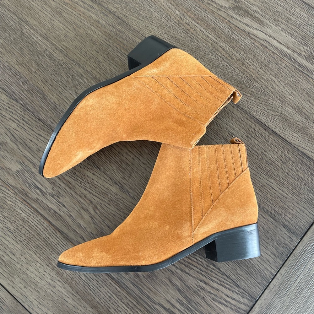 Marc Fisher LTD Camel Suede Ankle Boots - Picture 2 of 5